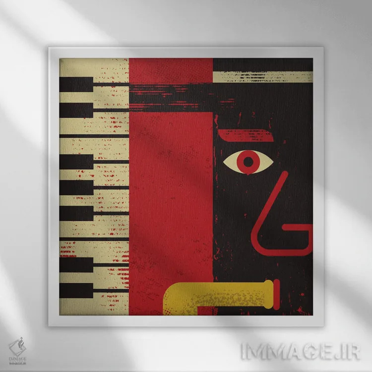 تابلو جاز (موسیقی) اثر امر کاریچ - نمای قابدار سفید