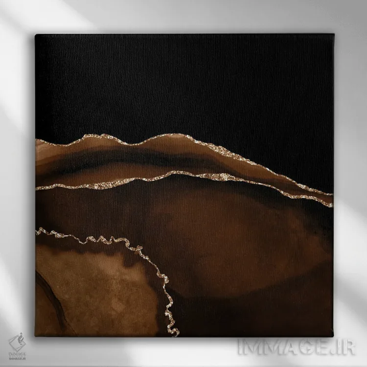 تابلو بافت عقیق طلایی قهوهای شماره ۵ اثر آلوک دیزاین - نمای روبهرو روی دیوار