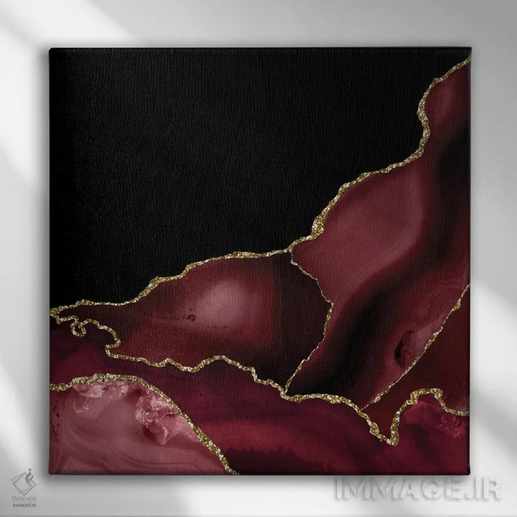 تابلو بافت عقیق زرگنده شرابی شماره ۳ اثر آلوک دیزاین - نمای روبهرو روی دیوار