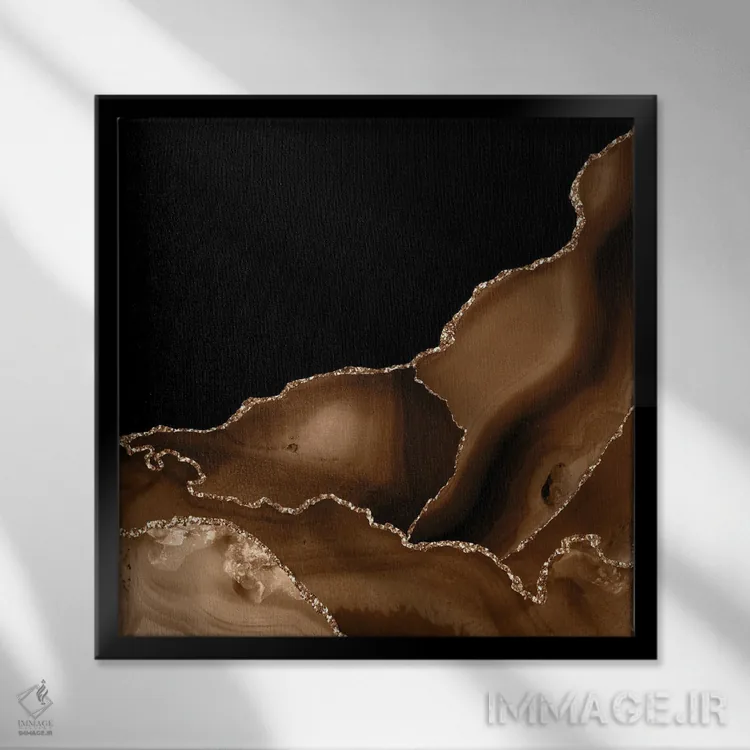 تابلو بافت عقیق طلایی قهوهای شماره ۳ اثر آلوک دیزاین - نمای قابدار مشکی