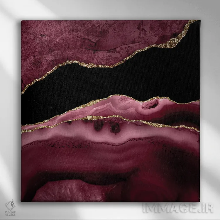 تابلو بافت عقیق زرگنده شرابی شماره ۱۳ اثر آلوک دیزاین - نمای روبهرو روی دیوار