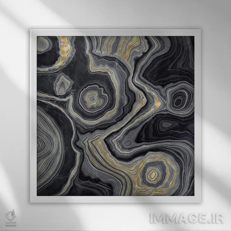 تابلو بافت عقیق شماره ۵ اثر آلوک دیزاین - نمای قابدار سفید