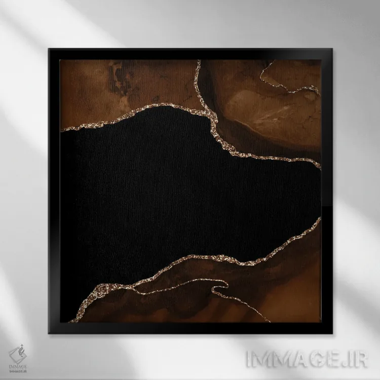 تابلو بافت عقیق طلایی قهوهای شماره ۴ اثر آلوک دیزاین - نمای قابدار مشکی