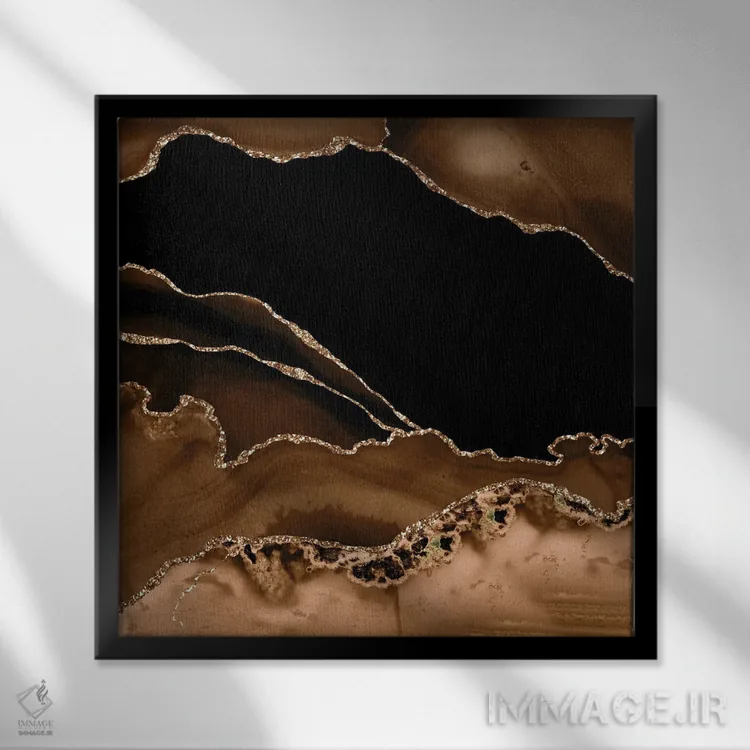 تابلو بافت عقیق طلایی قهوهای شماره ۱۴ اثر آلوک دیزاین - نمای قابدار مشکی