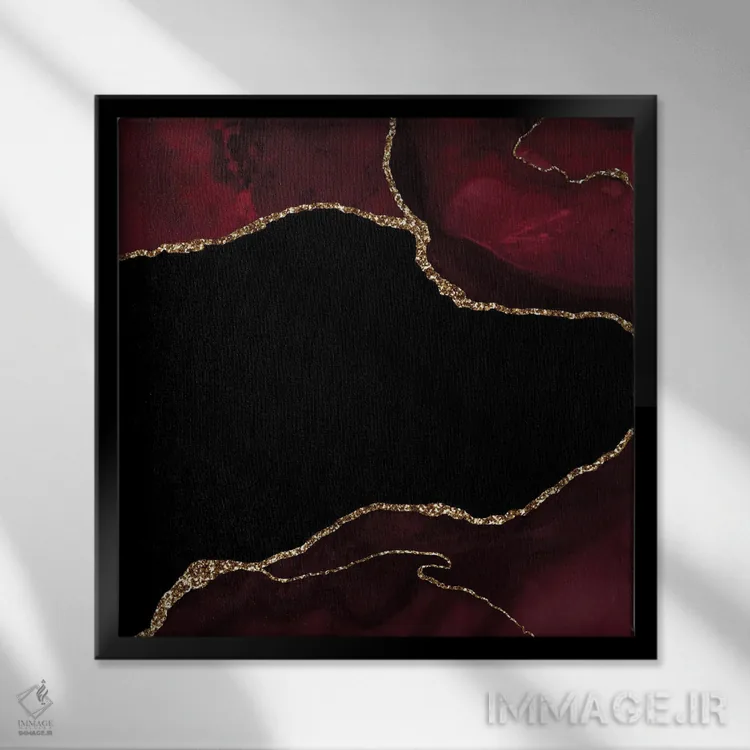 تابلو بافت عقیق زرگنده شرابی شماره ۴ اثر آلوک دیزاین - نمای قابدار مشکی