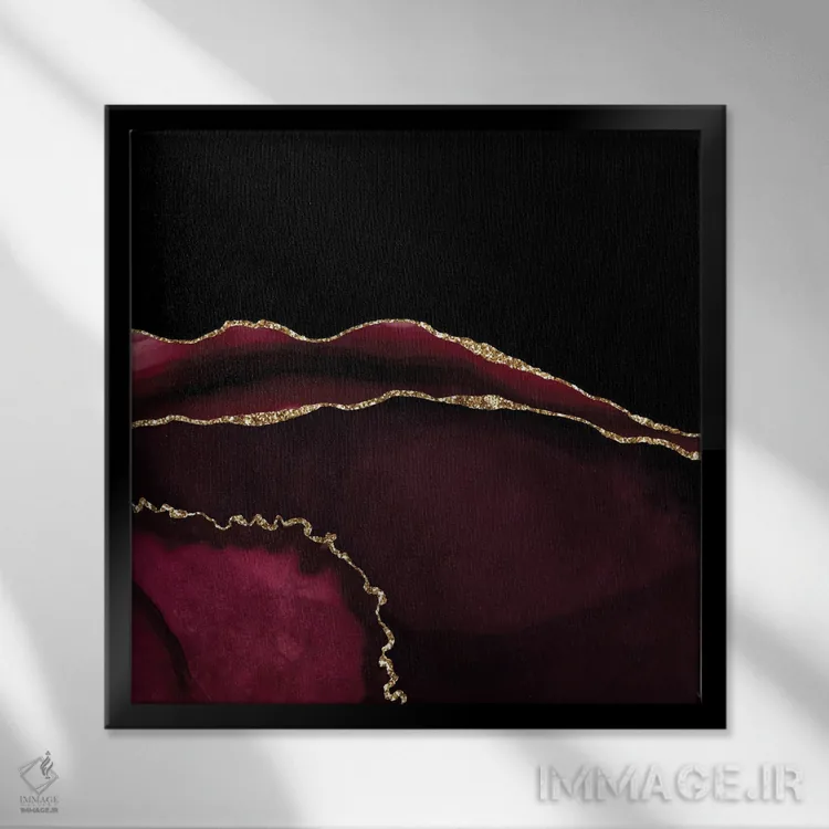 تابلو بافت عقیق زرگنده شرابی شماره ۵ اثر آلوک دیزاین - نمای قابدار مشکی