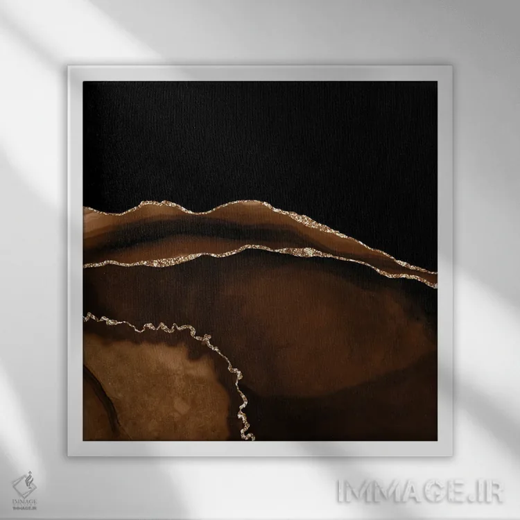 تابلو بافت عقیق طلایی قهوهای شماره ۵ اثر آلوک دیزاین - نمای قابدار سفید
