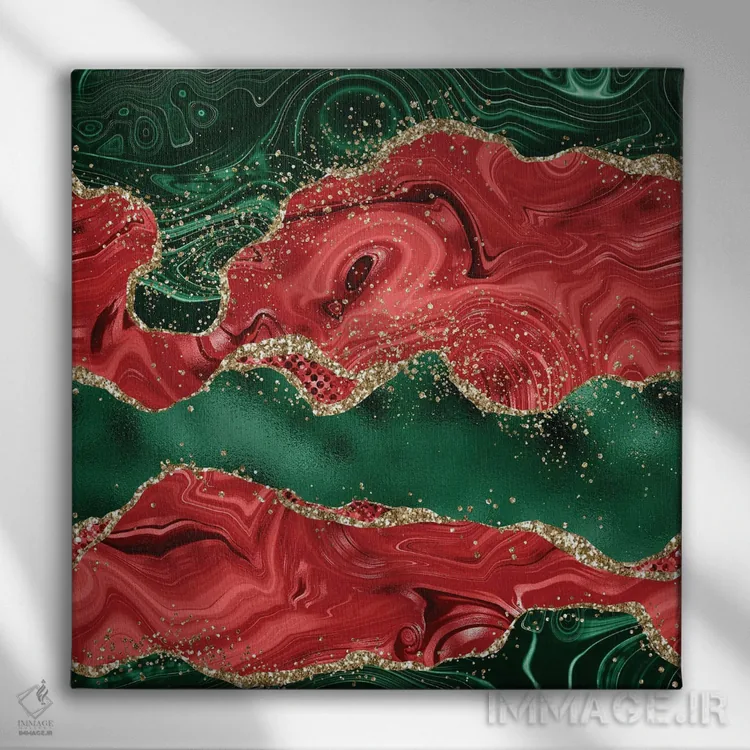 تابلو بافت عقیق براق کریسمسی شماره ۱ اثر آلوک دیزاین - نمای روبهرو روی دیوار