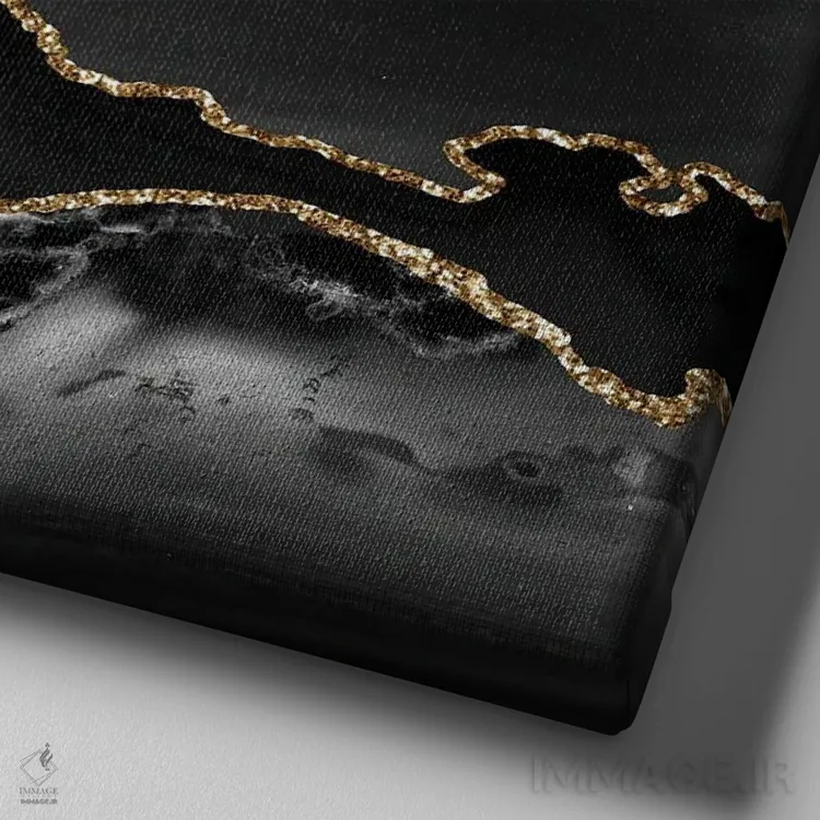 تابلو بافت عقیق طلایی مشکی شماره ۲ اثر آلوک دیزاین - نمای نزدیک بافت بوم