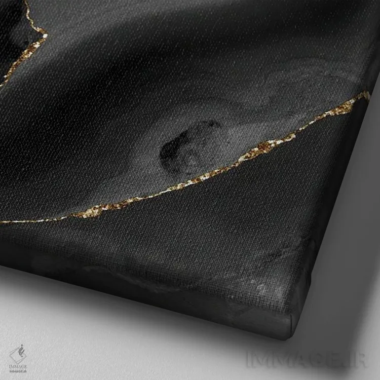 تابلو بافت عقیق طلایی مشکی شماره ۴ اثر آلوک دیزاین - نمای نزدیک بافت بوم