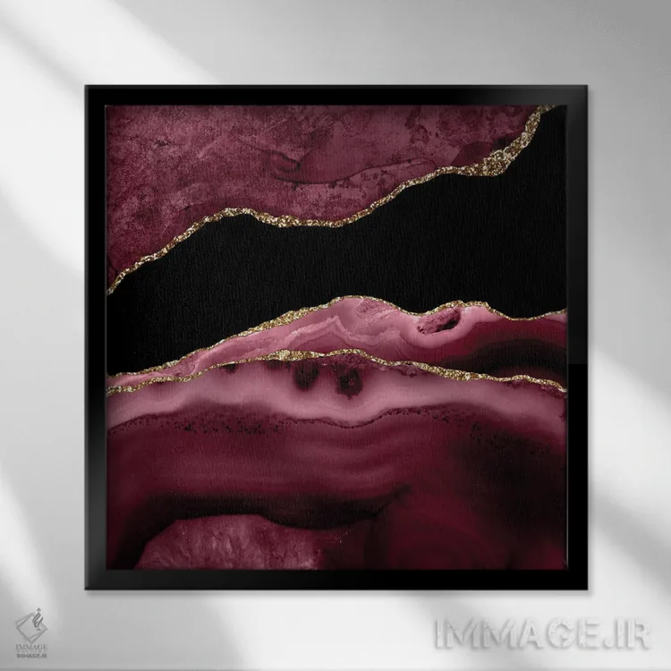 تابلو بافت عقیق زرگنده شرابی شماره ۱۳ اثر آلوک دیزاین - نمای قابدار مشکی