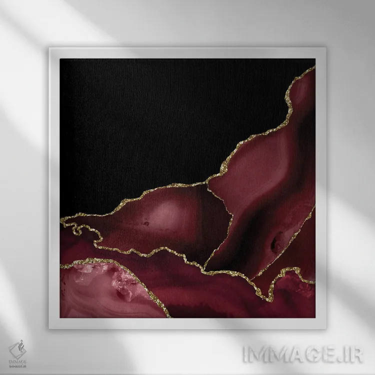 تابلو بافت عقیق زرگنده شرابی شماره ۳ اثر آلوک دیزاین - نمای قابدار سفید