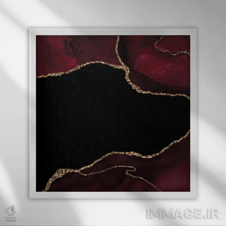 تابلو بافت عقیق زرگنده شرابی شماره ۴ اثر آلوک دیزاین - نمای قابدار سفید