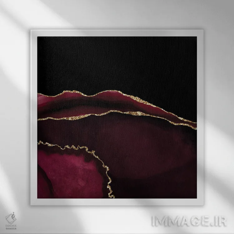 تابلو بافت عقیق زرگنده شرابی شماره ۵ اثر آلوک دیزاین - نمای قابدار سفید