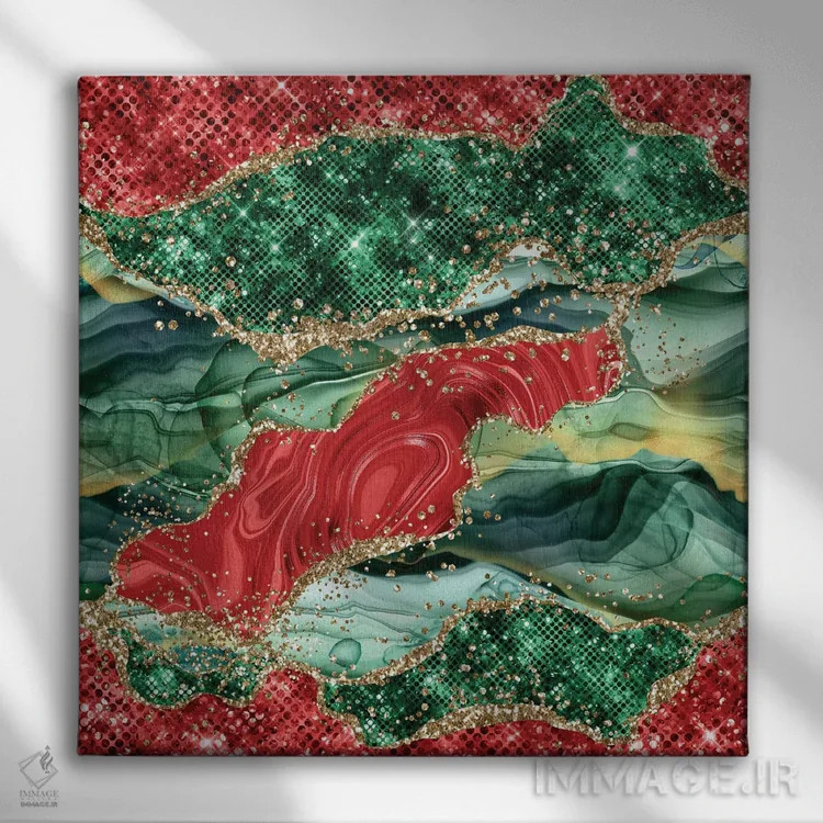 تابلو بافت عقیق براق کریسمسی شماره ۳ اثر آلوک دیزاین - نمای روبهرو روی دیوار