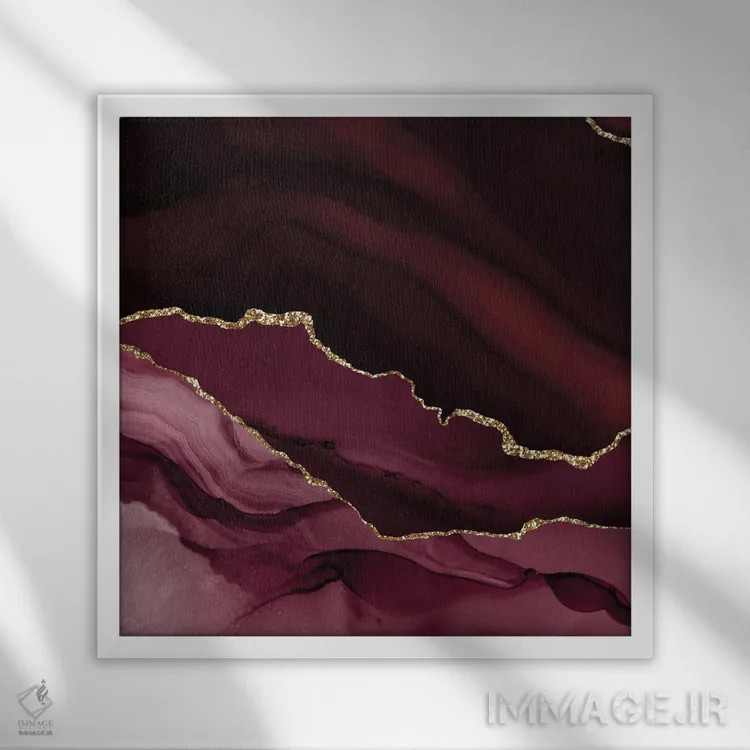 تابلو بافت عقیق زرگنده شرابی شماره ۱۲ اثر آلوک دیزاین - نمای قابدار سفید