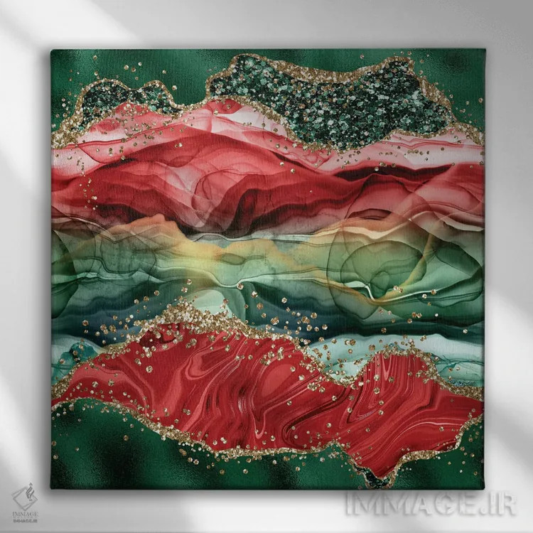 تابلو بافت عقیق براق کریسمسی شماره ۴ اثر آلوک دیزاین - نمای روبهرو روی دیوار