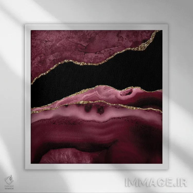 تابلو بافت عقیق زرگنده شرابی شماره ۱۳ اثر آلوک دیزاین - نمای قابدار سفید