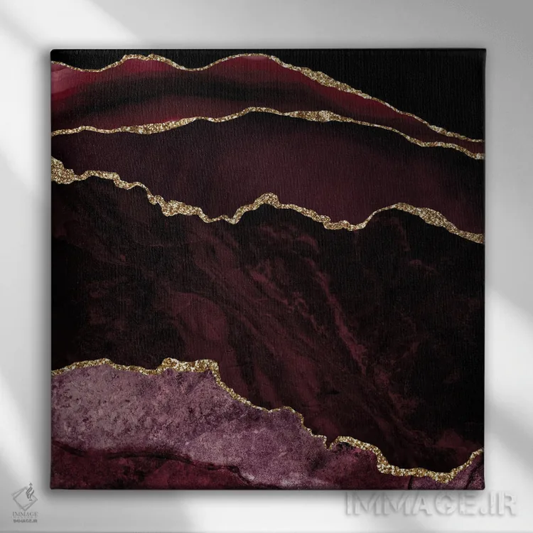 تابلو بافت عقیق زرگنده شرابی شماره ۲ اثر آلوک دیزاین - نمای روبهرو روی دیوار