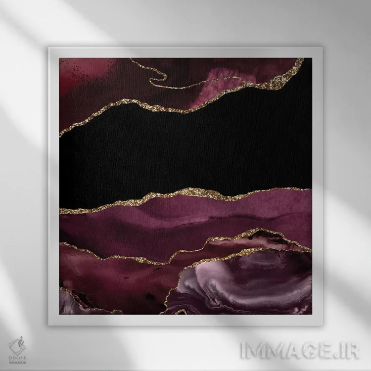 تابلو بافت عقیق زرگنده شرابی شماره ۱۶ اثر آلوک دیزاین - نمای قابدار سفید
