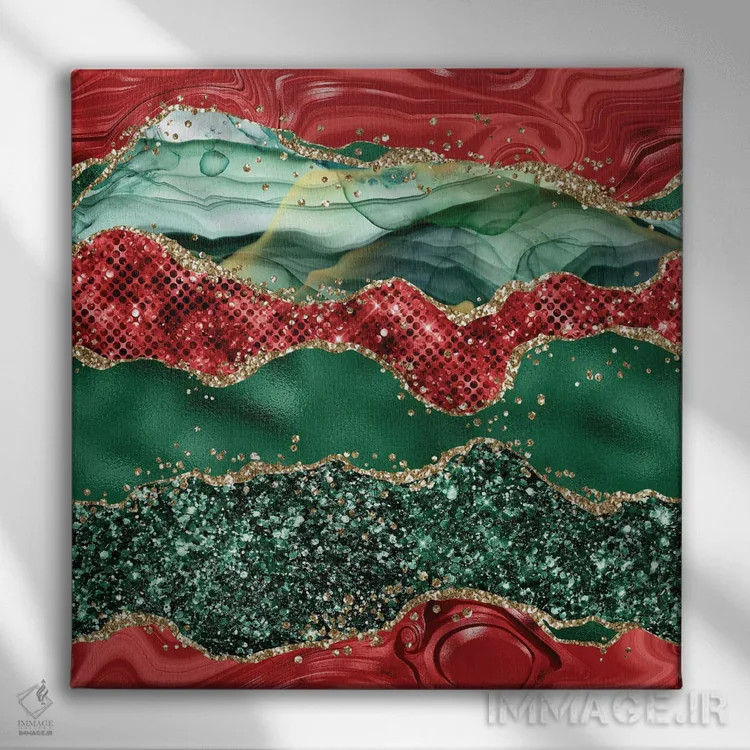 تابلو بافت عقیق براق کریسمسی شماره ۵ اثر آلوک دیزاین - نمای روبهرو روی دیوار