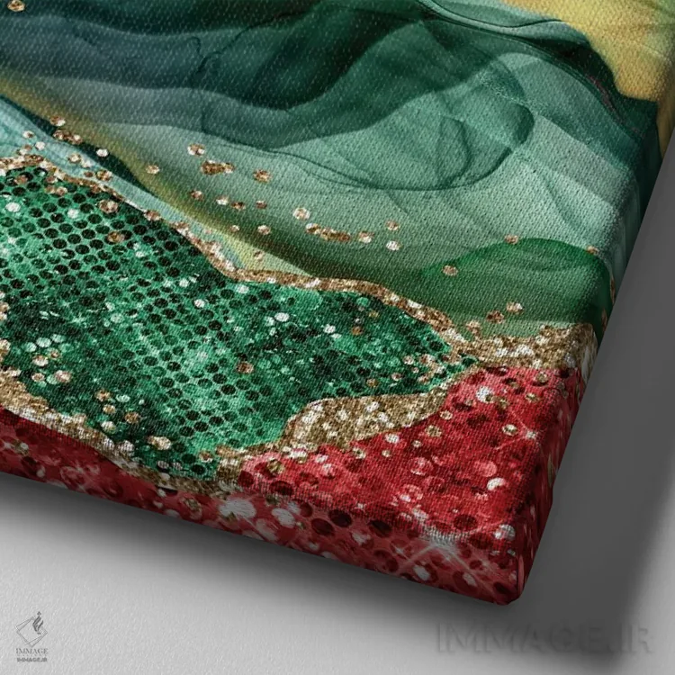 تابلو بافت عقیق براق کریسمسی شماره ۳ اثر آلوک دیزاین - نمای نزدیک بافت بوم