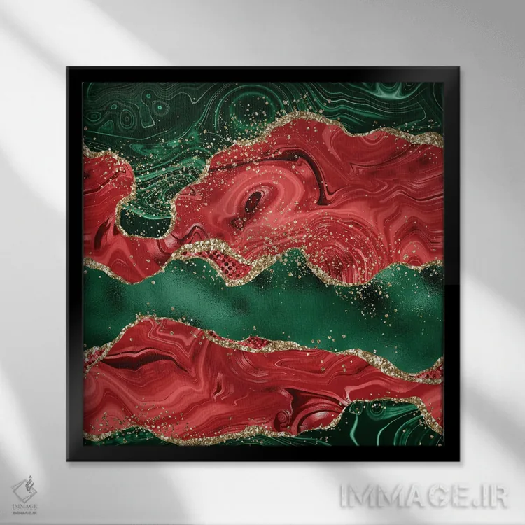 تابلو بافت عقیق براق کریسمسی شماره ۱ اثر آلوک دیزاین - نمای قابدار مشکی