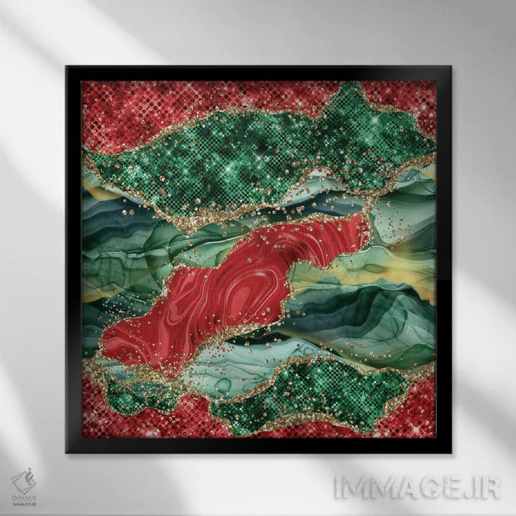 تابلو بافت عقیق براق کریسمسی شماره ۳ اثر آلوک دیزاین - نمای قابدار مشکی