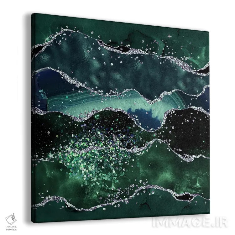 تابلو بافت عقیق زمردی براق شماره ۵ اثر آلوک دیزاین - نمای پرسپکتیو محصول