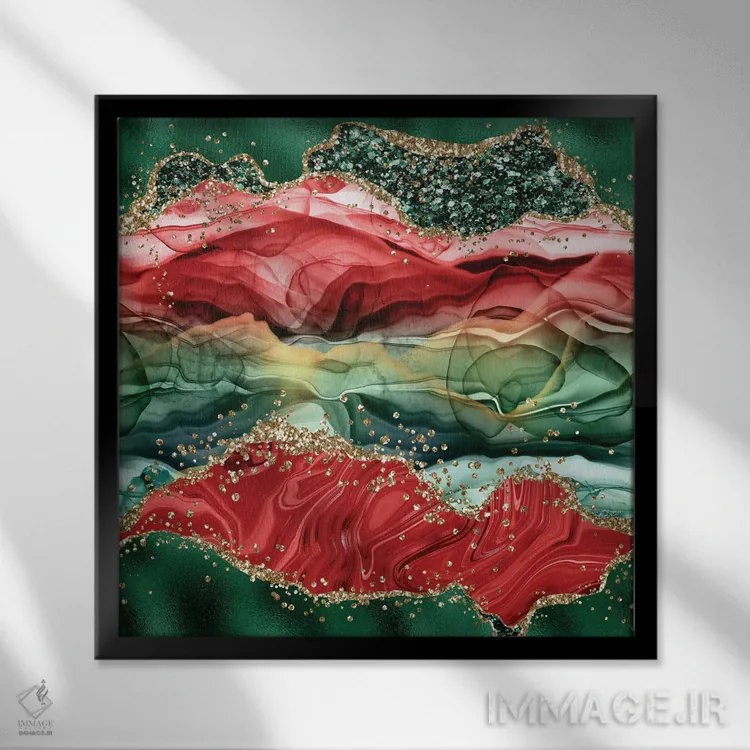 تابلو بافت عقیق براق کریسمسی شماره ۴ اثر آلوک دیزاین - نمای قابدار مشکی