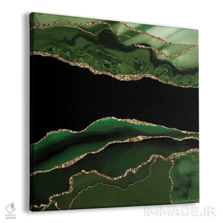 تابلو بافت عقیق طلایی سبز شماره ۱۱ اثر آلوک دیزاین - نمای پرسپکتیو محصول