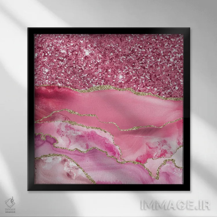 تابلو بافت درخشان و تلالؤ عقیق شماره ۶ اثر آلوک دیزاین - نمای قابدار مشکی