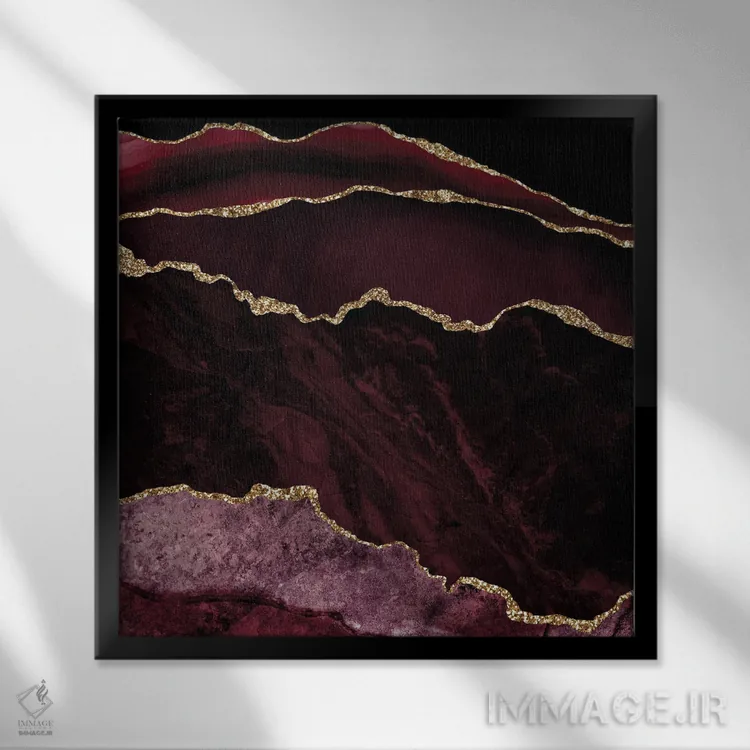 تابلو بافت عقیق زرگنده شرابی شماره ۲ اثر آلوک دیزاین - نمای قابدار مشکی