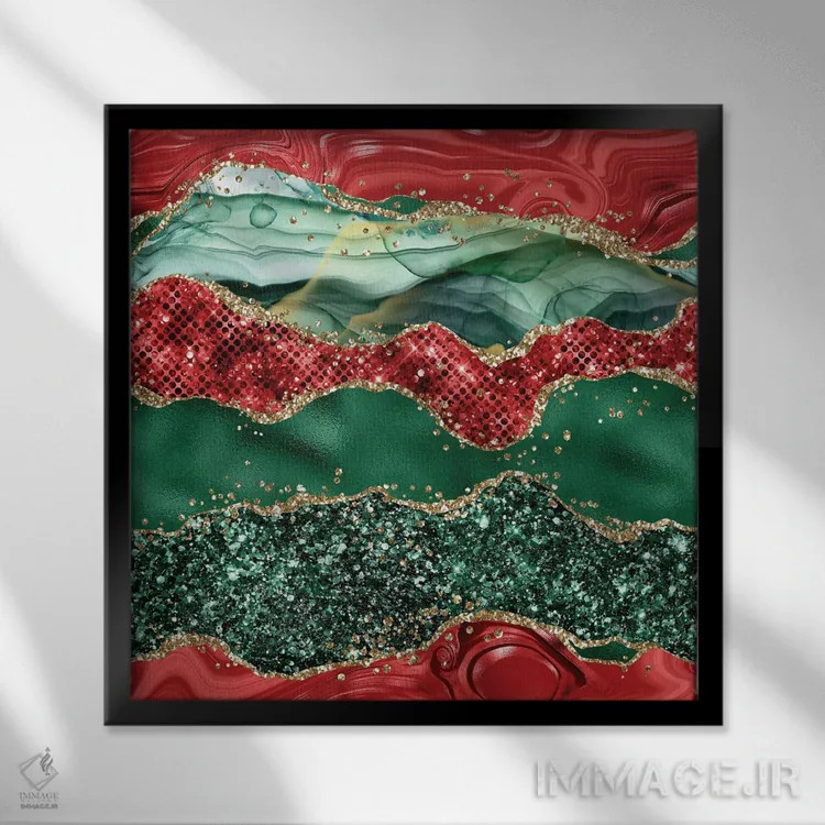 تابلو بافت عقیق براق کریسمسی شماره ۵ اثر آلوک دیزاین - نمای قابدار مشکی