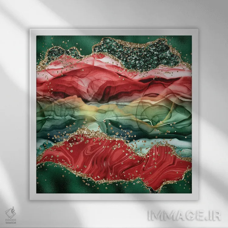 تابلو بافت عقیق براق کریسمسی شماره ۴ اثر آلوک دیزاین - نمای قابدار سفید