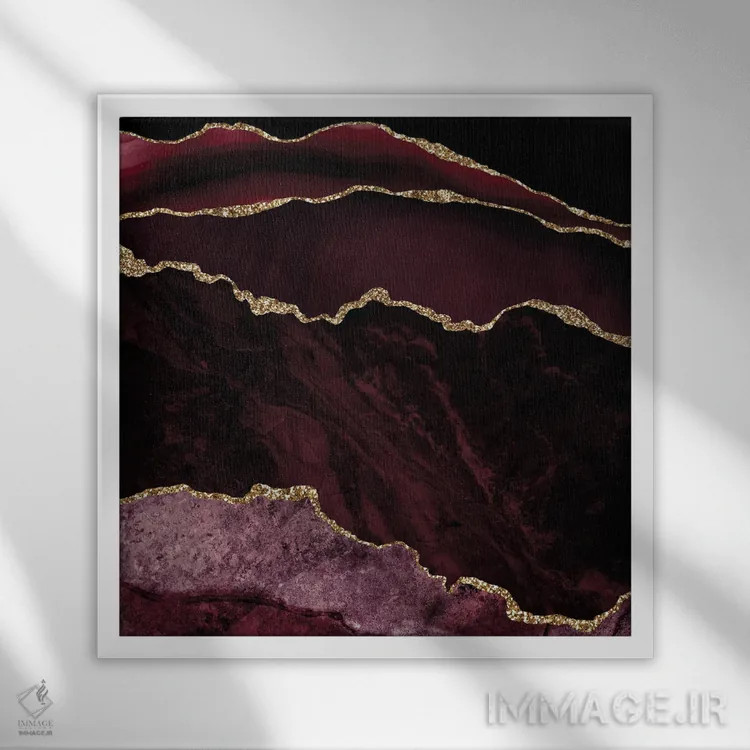 تابلو بافت عقیق زرگنده شرابی شماره ۲ اثر آلوک دیزاین - نمای قابدار سفید