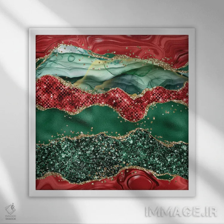 تابلو بافت عقیق براق کریسمسی شماره ۵ اثر آلوک دیزاین - نمای قابدار سفید