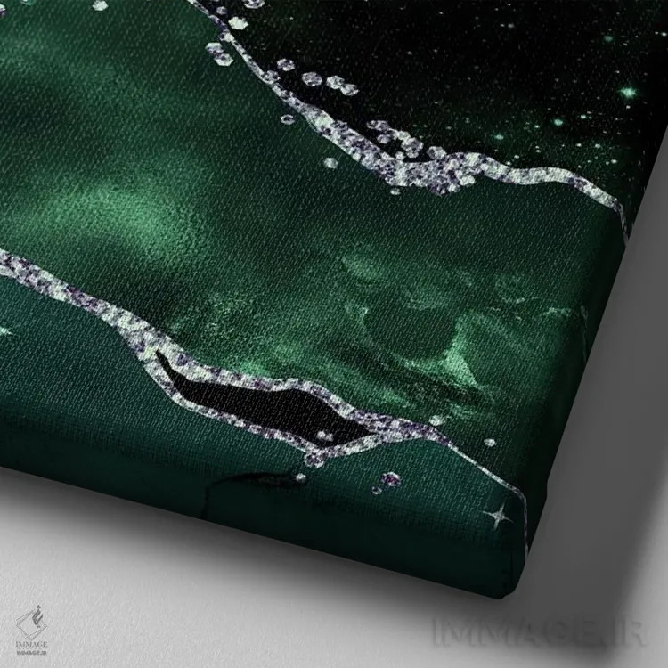 تابلو بافت عقیق زمردی براق شماره ۵ اثر آلوک دیزاین - نمای نزدیک بافت بوم