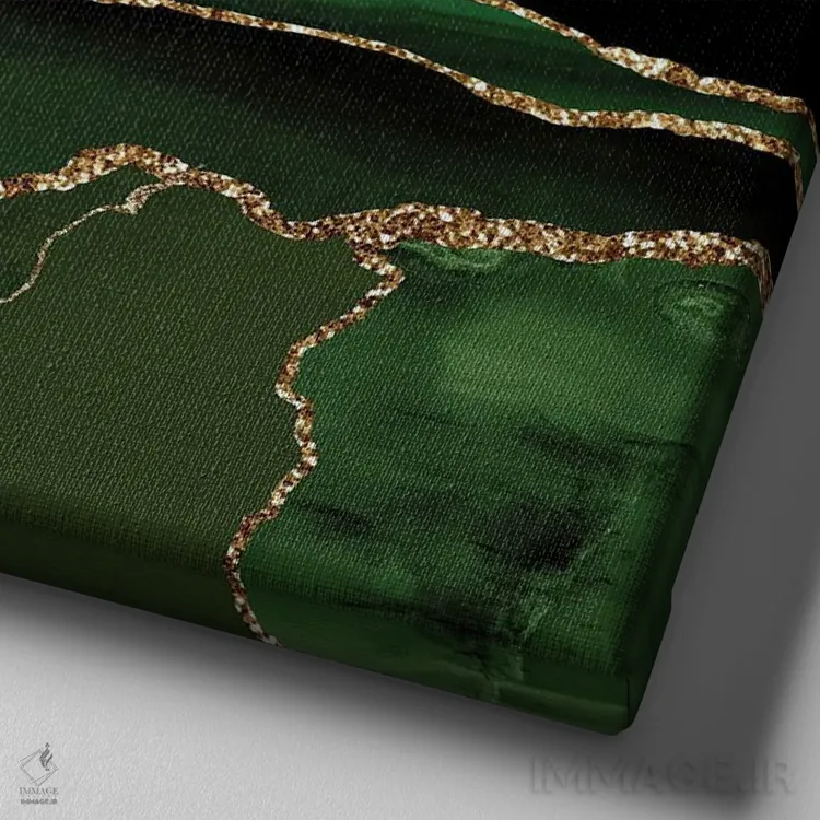 تابلو بافت عقیق طلایی سبز شماره ۱۱ اثر آلوک دیزاین - نمای نزدیک بافت بوم