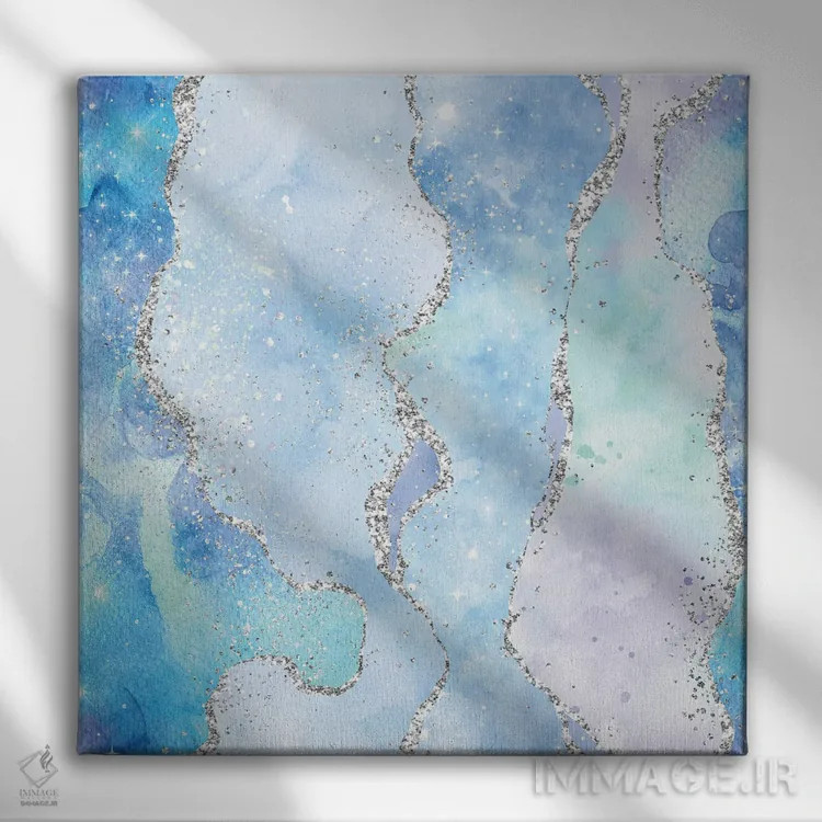 تابلو بافت عقیق براق اقیانوسی شماره ۱ اثر آلوک دیزاین - نمای روبهرو روی دیوار