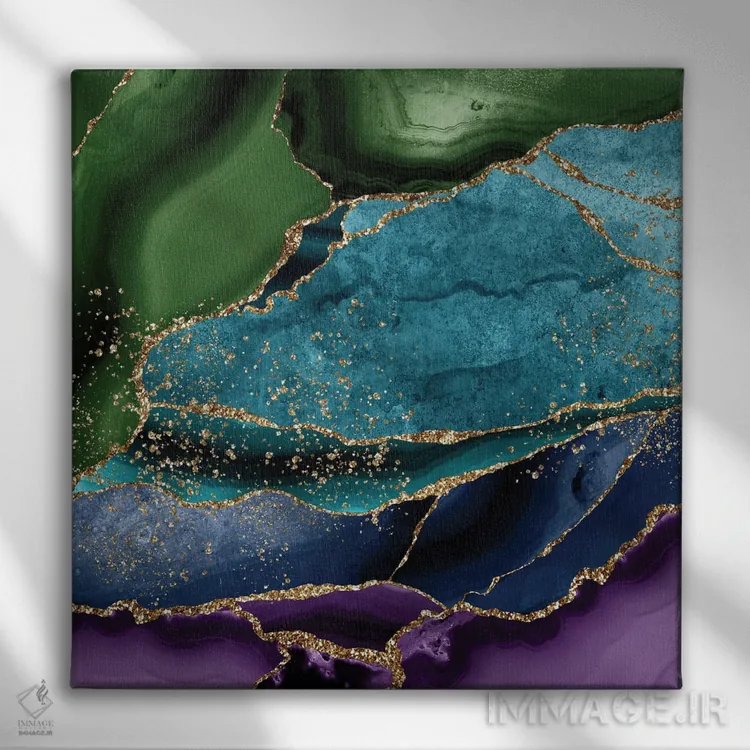 تابلو بافت عقیق طاووسی شماره ۱ اثر آلوک دیزاین - نمای روبهرو روی دیوار