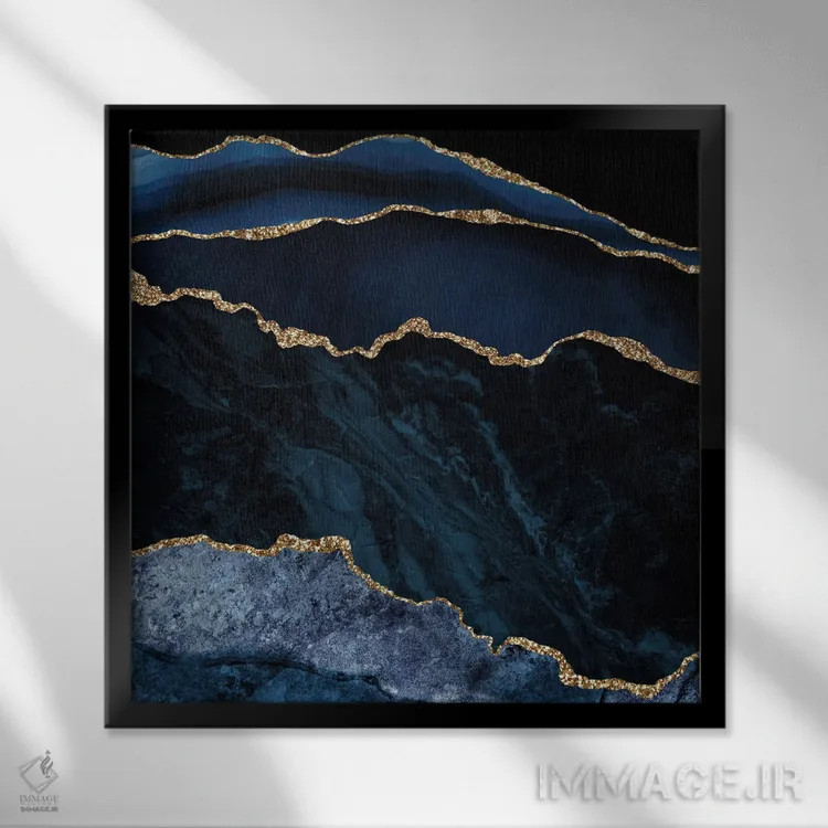 تابلو بافت عقیق طلایی سرمهای شماره ۲ اثر آلوک دیزاین - نمای قابدار مشکی