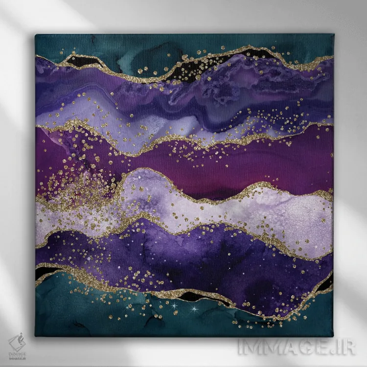 تابلو بافت عقیق طاووسی براق شماره ۶ اثر آلوک دیزاین - نمای روبهرو روی دیوار