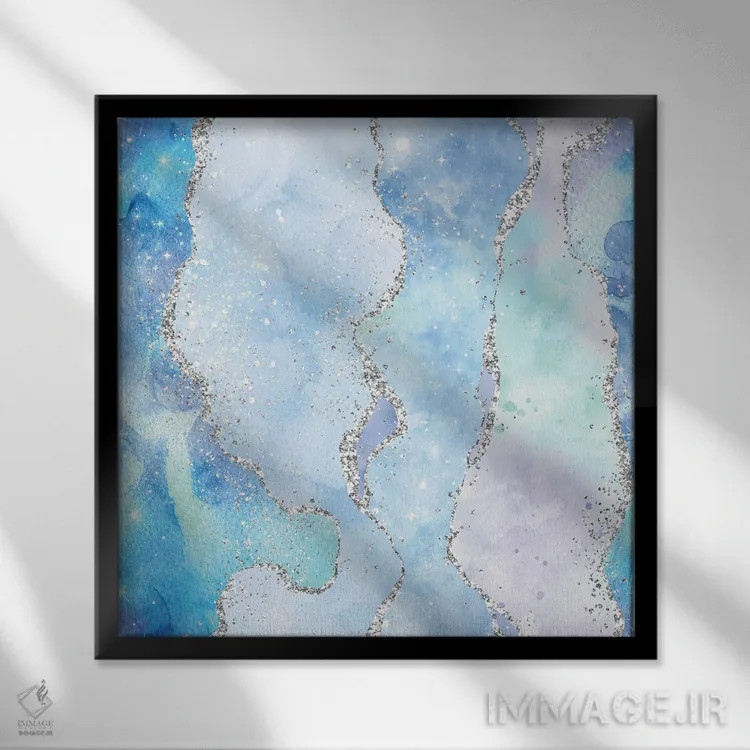 تابلو بافت عقیق براق اقیانوسی شماره ۱ اثر آلوک دیزاین - نمای قابدار مشکی