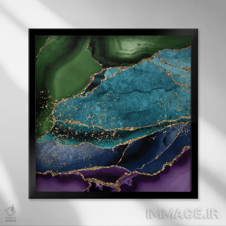 تابلو بافت عقیق طاووسی شماره ۱ اثر آلوک دیزاین - نمای قابدار مشکی