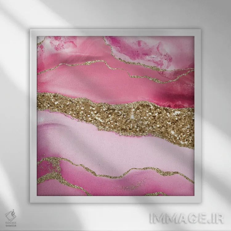 تابلو بافت درخشان و تلالؤ عقیق شماره ۱۴ اثر آلوک دیزاین - نمای قابدار سفید