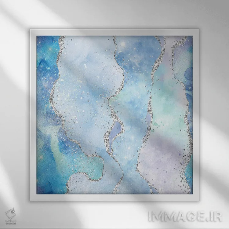 تابلو بافت عقیق براق اقیانوسی شماره ۱ اثر آلوک دیزاین - نمای قابدار سفید