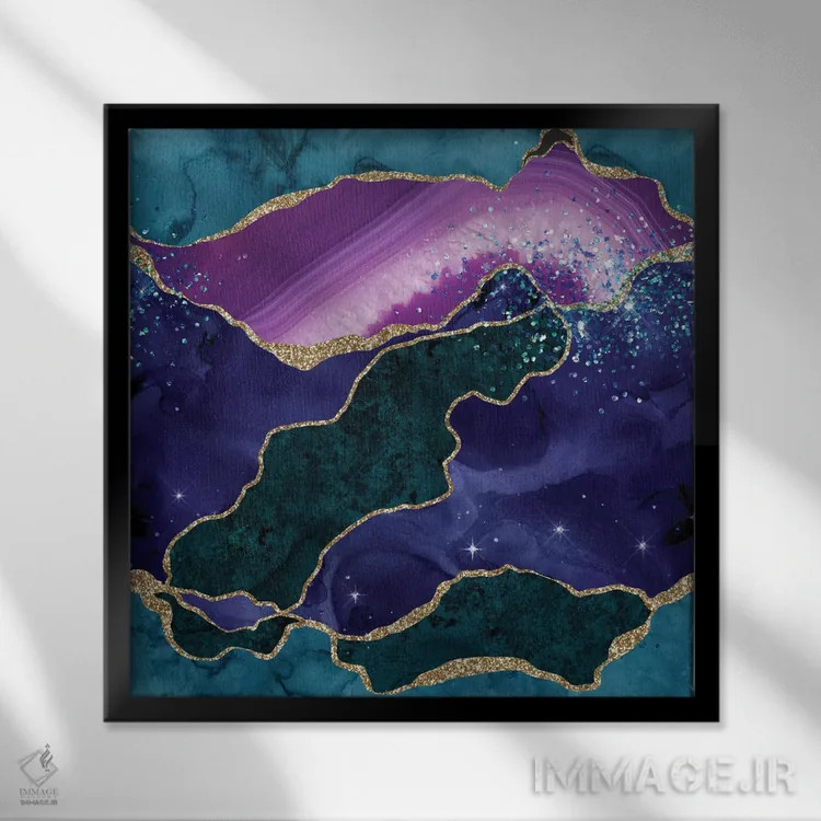 تابلو بافت عقیق طاووسی براق شماره ۳ اثر آلوک دیزاین - نمای قابدار مشکی