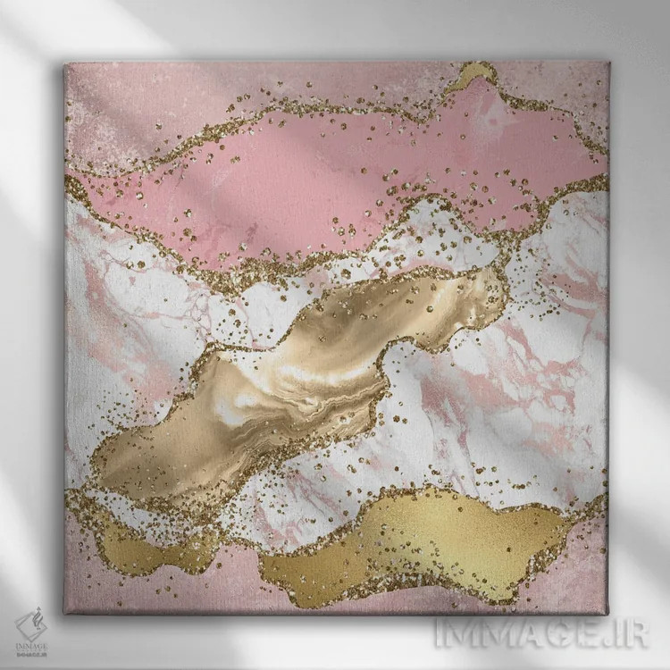 تابلو بافت عقیق صورتی براق شماره ۳ اثر آلوک دیزاین - نمای روبهرو روی دیوار