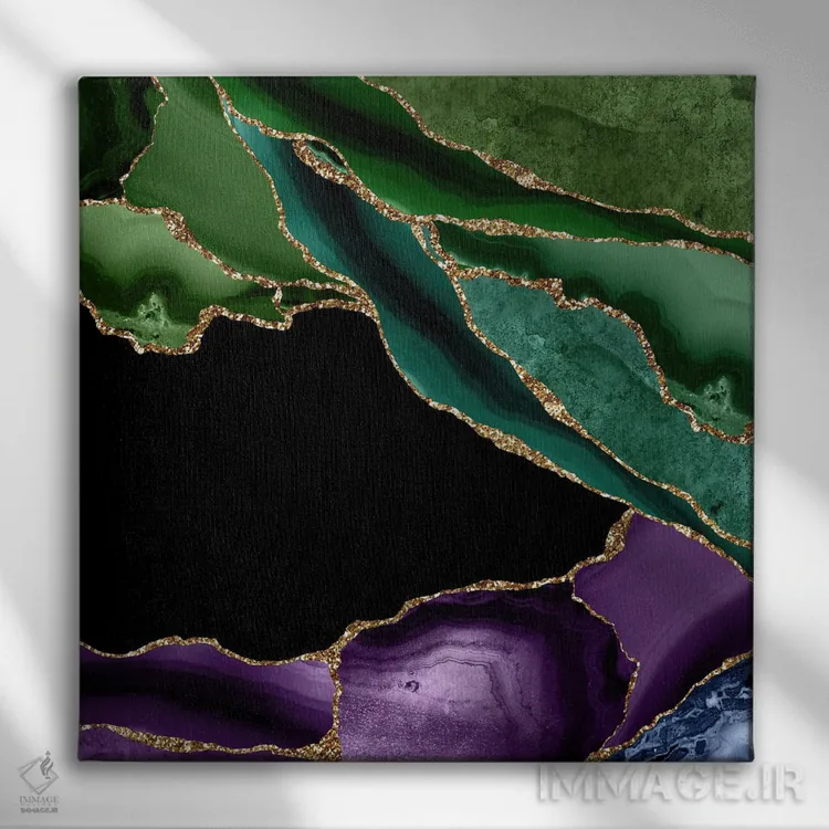 تابلو بافت عقیق طاووسی شماره ۶ اثر آلوک دیزاین - نمای روبهرو روی دیوار